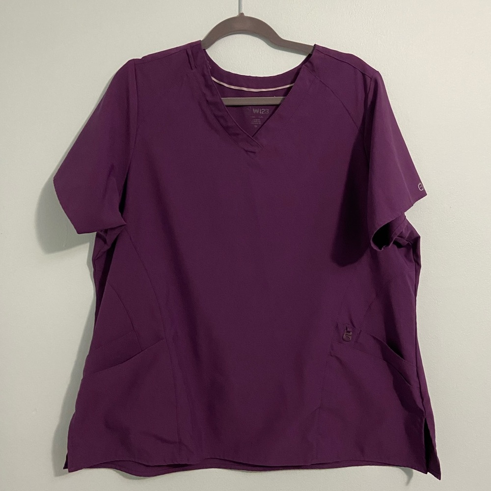 WonderWink W123 Eggplant Scrub Top - 1X